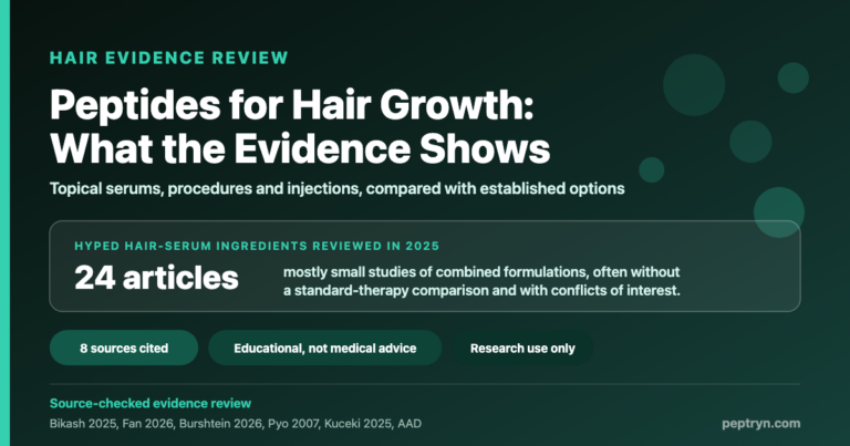 Peptides for hair growth: a 2025 review of hyped hair-serum ingredients covered 24 articles, mostly small studies of combined formulations