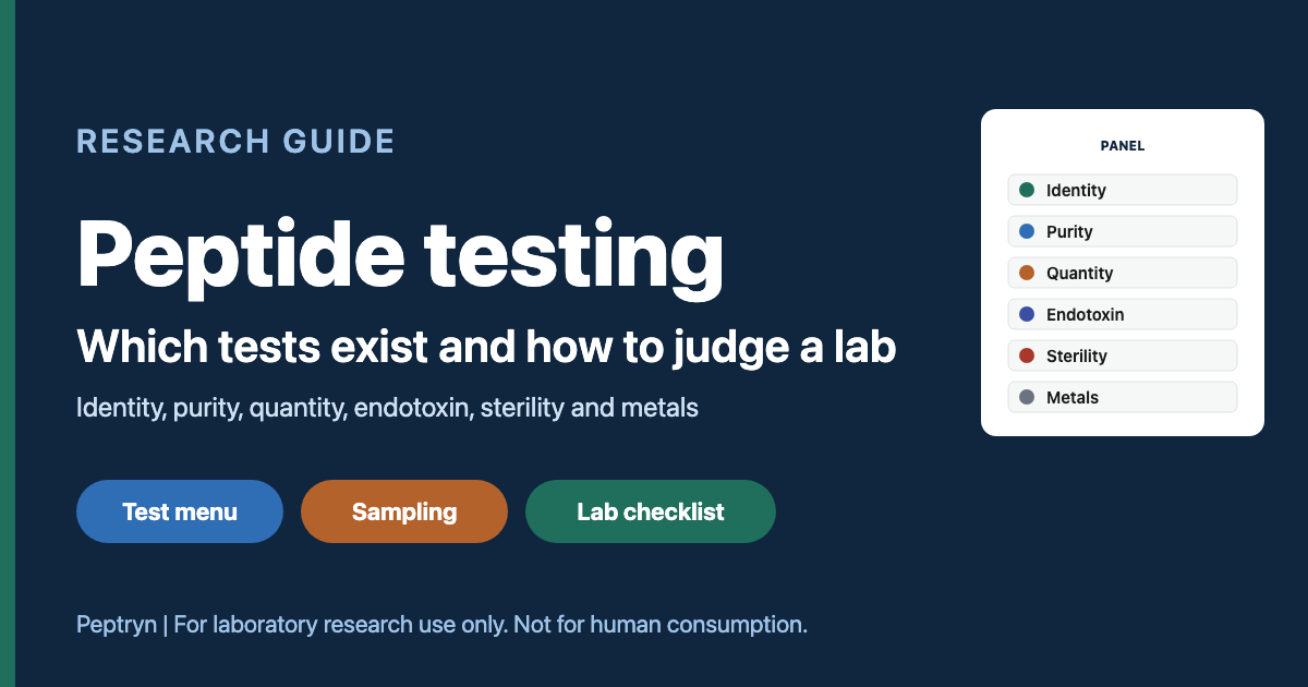 Peptide testing explained: the tests in a panel and how to judge a testing lab