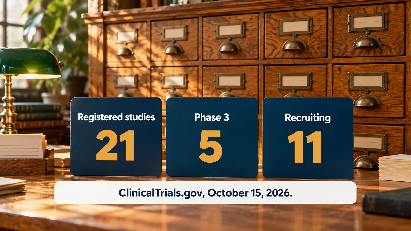 ClinicalTrials.gov on October 15, 2026: 21 registered eloralintide studies, 5 in phase 3 and 11 recruiting