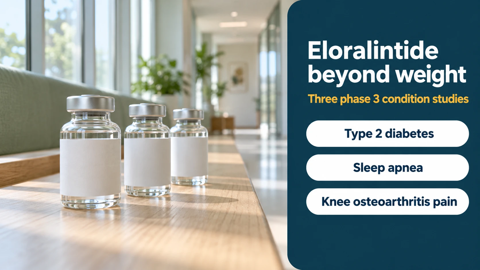 Eloralintide beyond weight: three phase 3 condition studies in type 2 diabetes, sleep apnea and knee osteoarthritis pain